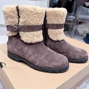 UGG Brown and Cream Shearling Boots